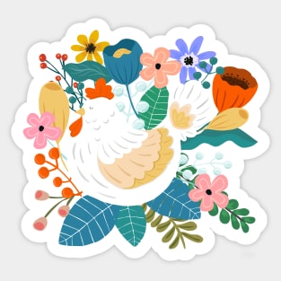 A Cheerful Chicken In A Sunny Garden Sticker